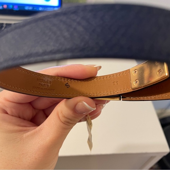 Brand New Hermes Cuir Drag Double Tour Veau Epsom Bleu Saphir Bracelet Size T1 - Picture 4 of 7
